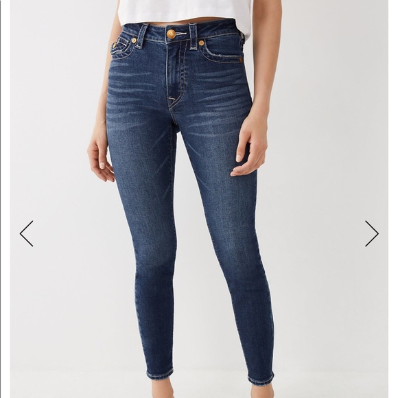 True Religion Denim - True Religion Jeans Halle Super Skinny Mid Rise Denim  Distressed Jean Size 25